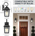 Front Porch Lights Outdoor Wall Lights Exterior Wall Sconce, Matte Black Exterior Light Fixtures with Waterproof Farmhouse Outdoor Lighting Fixtures for House Garage Porch Patio