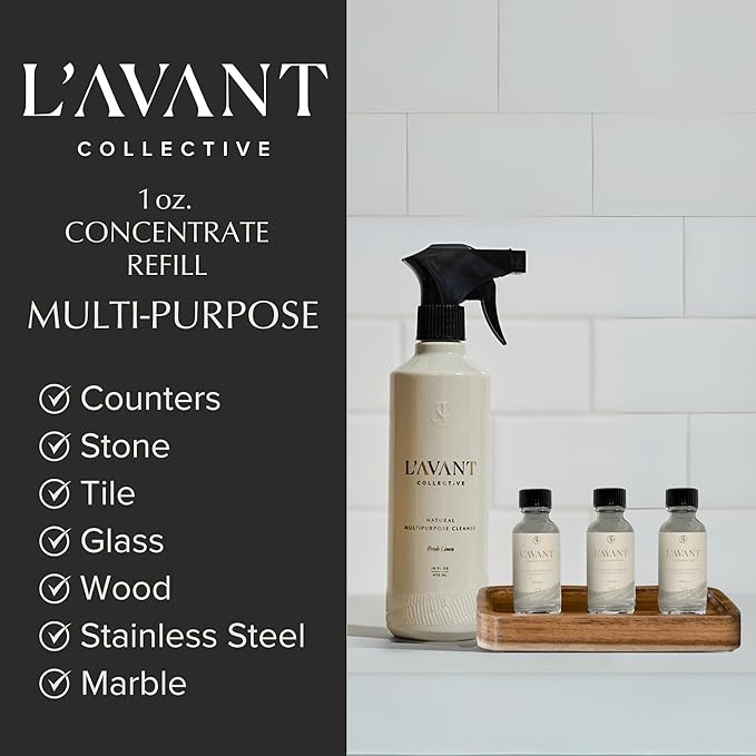 L'AVANT Collective Multipurpose Surface Cleaner Refill (Pack 3) | Provides a Powerful Clean to Remove Grease & Grime | Fresh Linen Scent | 3 x 1 FL oz/29.5 mL