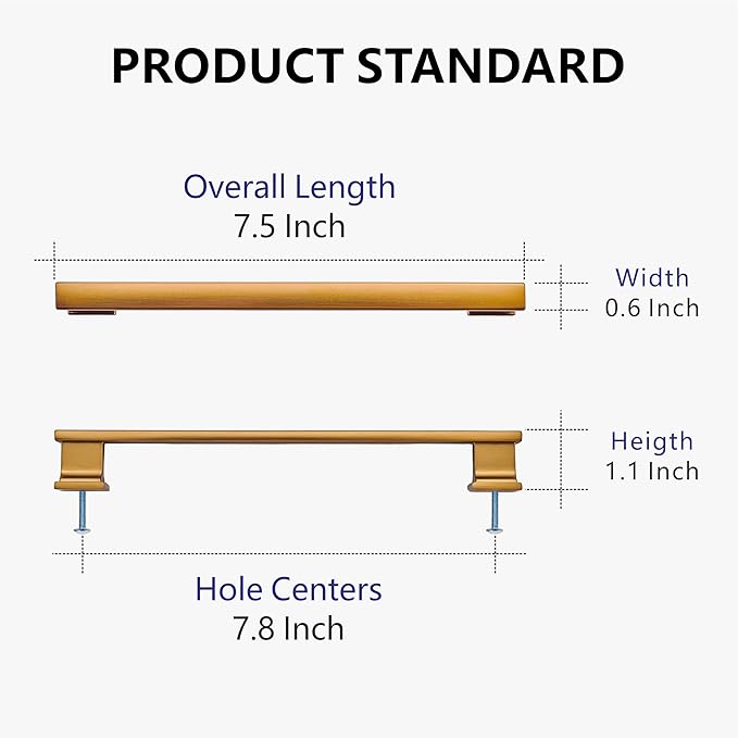 6 Pack 8-1/2 Inch Length|7-1/2 inch(192mm) Hole Center Champagne Bronze Kitchen Cabinet Handles, Cabinet Pulls Kitchen Cabinet Hardware, Cupboard Pulls, Drawer Handles