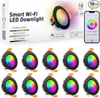 inShareplus 2 Inch Smart Recessed Lighting 10 Pack, 5W WiFi RGB LED Downlight 2700-6500K Dimmable, Color Changing, Black Trim, Alexa Google Compatible, with LED Driver, 120V Ceiling Lights