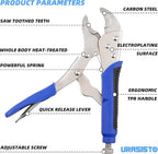 10-Inch Locking Pliers, Premium Alloy Steel Construction, Curved Jaw Locking Pliers with Wire Cutter, Quick Release, Fit for Clamping Twisting Welding