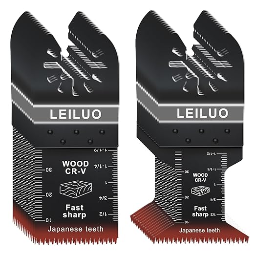 LEILUO 100 Pcs Multitool Blades Japanese Teeth Fast Cutting Oscillating Tool Blades CRV Material Oscillating Saw Blades Universal Accessories with Storage Bag Fit DeWalt Milwaukee Makita and More