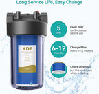 SimPure 10" x 4.5" Carbon and KDF Filters, Whole House KDF/GAC Water Filter Cartridge Replacement for DB10C-2KDF, DB10P (2 Pack)
