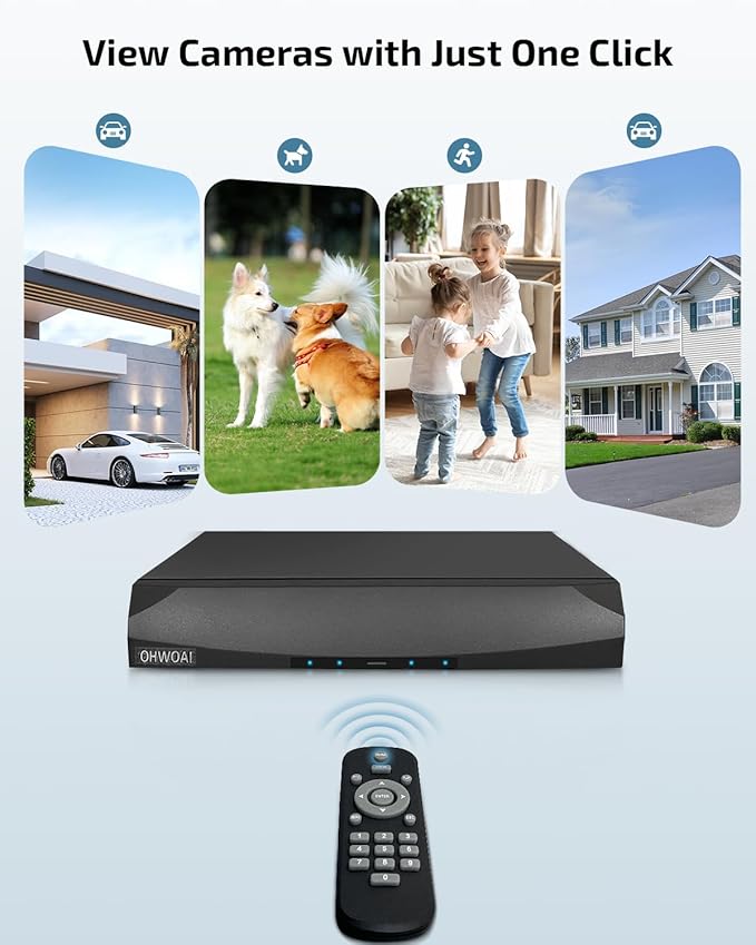 《2-Way Audio & Auto-Tracking》4K Outdoor Wired Security Camera System,360 Degrees Security PTZ IP Cameras,Surveillance Video Equipment, Surveillance DVR Kits