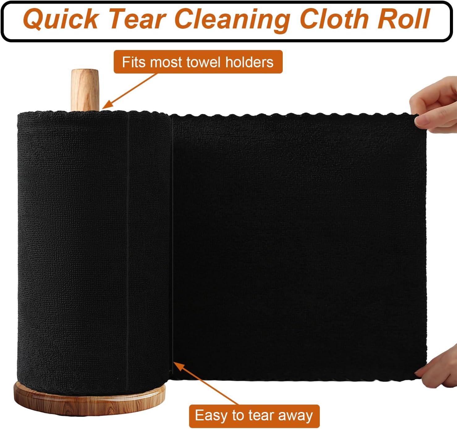 80 Pack Microfiber Cleaning Cloth Roll,Lint Free Rags & Tear Away Reusable Towels Washable Scratch,Ultra Absorbent Dish Rags(12" x 12") for Car Kitchen Home Garage-Black