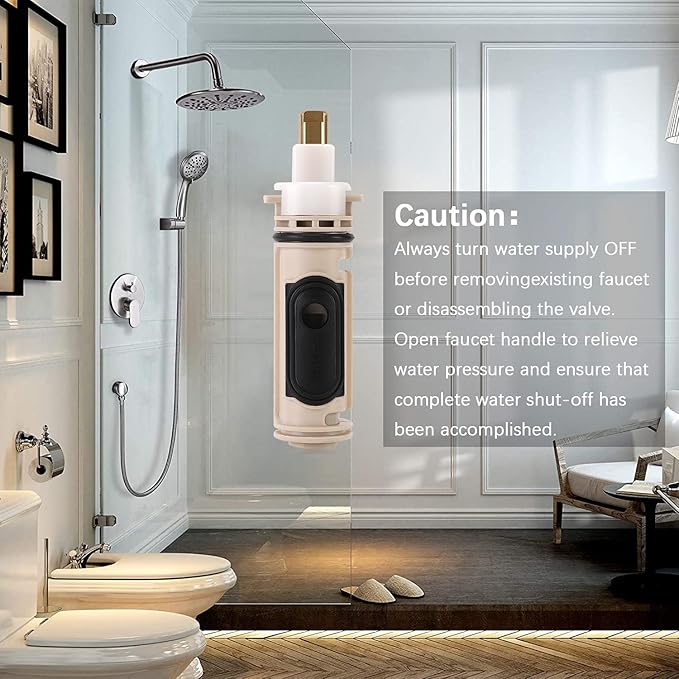 1222 Replacement Cartridge with Puller 104421 for Moen, Compatible with Moen Tub Shower Single Handle Posi Temp Faucet (with lubricating grease)