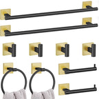 10 Pieces Black Gold Towel Bar Set, 23.6 Inch Bathroom Accessories Set SUS304 Stainless Steel Bathroom Hardware Set Towel Racks for Bathroom Wall Mounted.