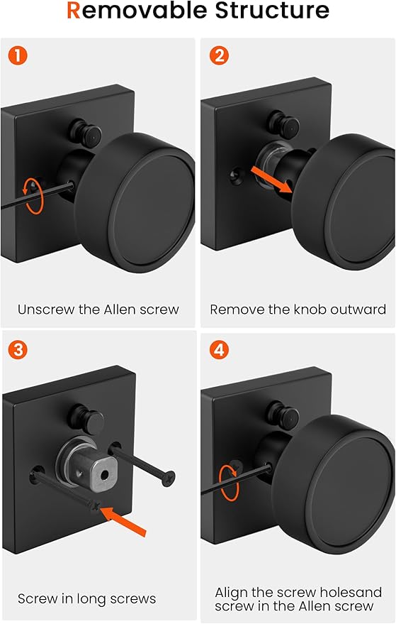 Haidms Black Door Knobs with Deadbolt, Zinc-Alloy Matte Black Exterior Door Knobs, Heavy Duty Front Door Knob and Deadbolt Set(2 Pack)