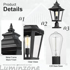 Large Outdoor Post Light Fixtures 21'' Lamp Post Light Fixture Black Finish Waterproof Anti-Rust Aluminum Pillar Outside Lighting for Walkway, Driveway, Patio, Porch