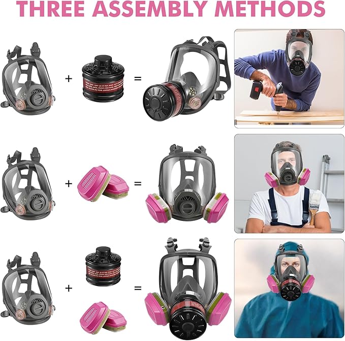 Reusable Half Face and Full Face Gas Mask with Activated Carbon Filter Against Organic Vapor/Dust/Chemical