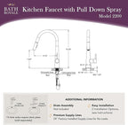 Bath Royale Modern Kitchen Faucet with Pull Down Spray - Single Control, All Metal, Polished Chrome