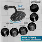 gotonovo 3 Handle Tub Shower Faucet Set, Bathtub Shower Fixture,Bathroom Tub and Shower Faucet Combo Shower System Complete Tub and Shower Trim Kit with 6 Settings Showerhead Matte Black