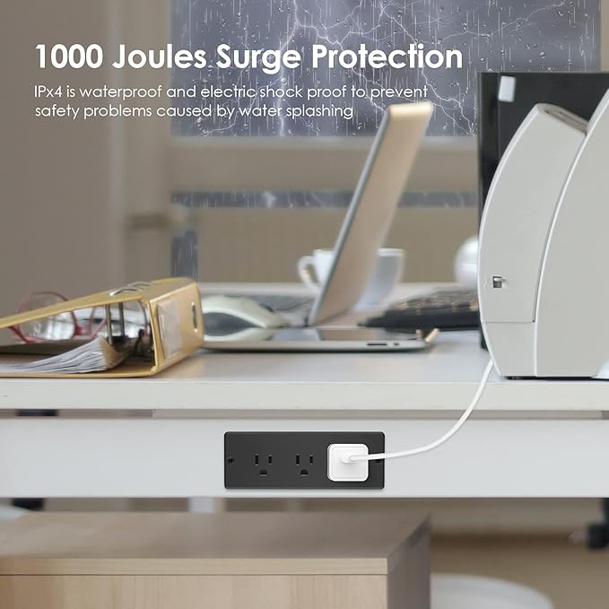 Conference Recessed Power Strip Waterproof,Table Power Outlet,Furniture Flush Mount Desk Outlet Station,3 Outlets,IPX6 Waterproof,10FT Extension Cord Multiple Outlet (Black)