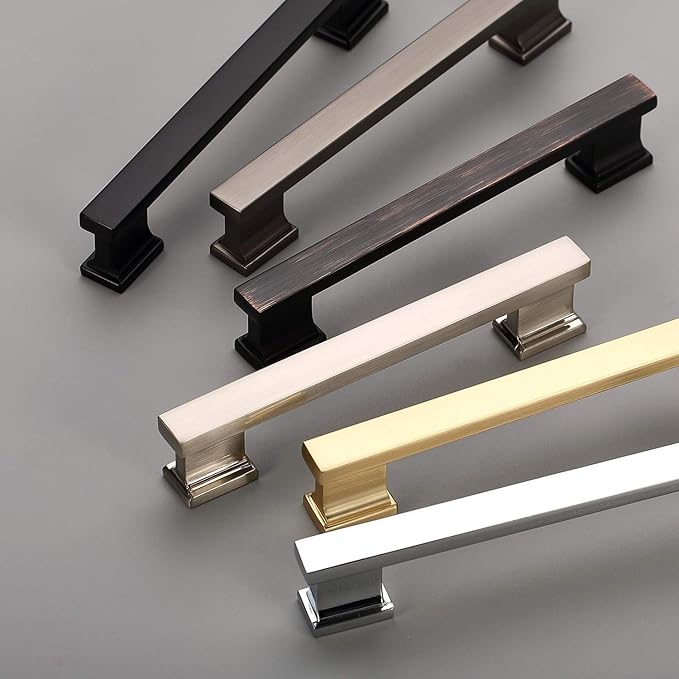 Alzassbg 10 Pack Brushed Black Nickel Cabinet Pulls, 5 Inch(128mm) Hole Centers Kitchen Cabinet Handles for Cabinets and Drawers AL3061BBN