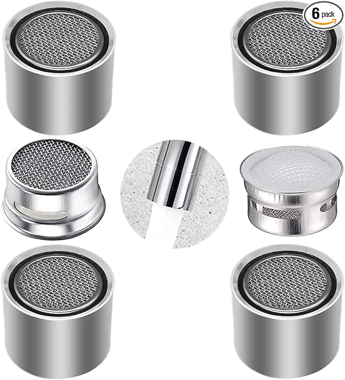 4 Piece Kitchen and Bathroom Faucet Aerators, 2 Pcs Aerator Filter Replacement Parts with Brass Housing 55/64" 22mm Female Bathroom Aerator Faucet Filter with Washer for Kitchen and Bathroom