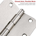 100 Pack Interior Door Hinges Brushed Nickel 3.5 inch x 3 1/2" 5/8" Round Residential Bi-fold Bedroom Standard Hinge for Wood Single/Double Bedroom Doors Silver House Hardware Kit Controls 3 ½"