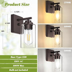 VerRon Set of 2 Wall Sconces for Bathroom, Modern Vanity Light Fixtures, Oil Rubbed Bronze Mount Lighting Lanterns, Farmhouse Wall Lights with Clear Glass Shade for Bedroom Living Room Mirror Hallway