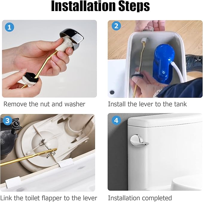 Toilet Handle Side Mount, Universal Side Mount Toilet Copper Flush Lever Handle Repair Replacement Kit for TOTO Kohler Toilet Tank, 2-Pack Copper Lever