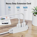 K KASONIC - 12-Feet 3 Outlet Extension Cord, UL Listed, 16/3 SJTW 3-Wire Grounded, 13 Amp 125 V 1625 Watts, Multi-Outlet Indoor/Outdoor Use, White