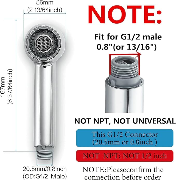 Pull Out Sink Sprayer Head Replacement,| G1/2 or 13/16 inch Male | 2-Function kitchen sink sprayer, NOT UNIVERSAL, kitchen faucet head replacement Chrome