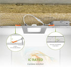 ASD 6 Pack LED Square Recessed Lighting 3 Inch, 5 CCT 2700K-5000K, 6W 30W Eqv, Ultra Thin Dimmable Ceiling Lights with J Box, Canless Wafer Downlight, Slim Panel Light, UL Energy Star, Brushed Nickel