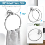 TQKAG Bathroom Towel Bar Holder Sets Brushed Nickel 23.6 Inch Round Stainless Steel Towel Bar Set 5 Piece Bathroom Accessory Set Wall Mounted