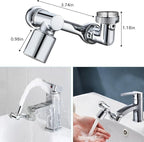 1080°Swivel Faucet Extender, Sink Water Faucet Aerator Extension in Brass, Swivel Robotic Arm Bathroom Faucet Extender, Kitchen Rotating Extension Filter with 2 Mode Splash