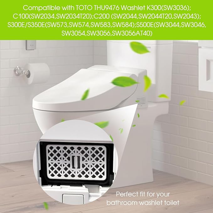 Deodorizer Filter for Toto Washlet THU9476 Deodorizer Cartridge Catalyst Replacement for S300 S350E C100 C200 S500E SW2044 K300 SW573 SW2034 SW3056,THU9476 Bidet Filter Cartridge for Toto Washlet