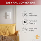 AIDA Toggle Slide Dimmer Switch for Dimmable LED Light/CFL/Incandescent 600 Watt max, Single-Pole or 3-Way, Rocker On/Off Wall Switch with Dimmer Slider, Wall Plate NOT Included, UL, White, 2 Pack