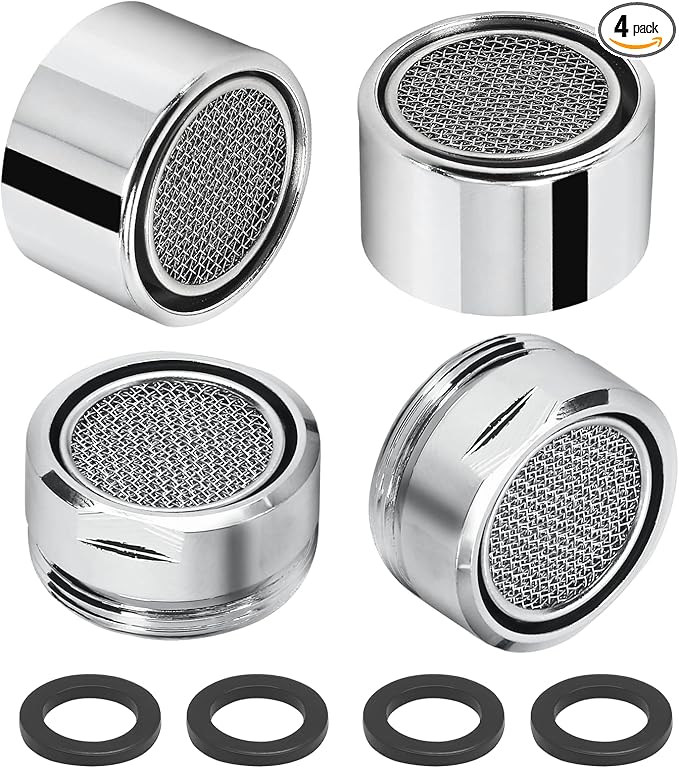 Litoexpe Faucet Aerator 4 PCS, Kitchen Sink Aerator Replacement Parts, Sink Faucet Male and Female Thread Water Saving Faucet Filter with Brass Shell and Gasket for Bathroom (15/16" and 55/64")