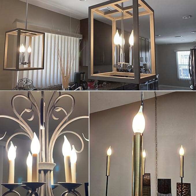 E12 Dimmable LED Bulb 40 watt Candelabra Light Bulbs 3000K Soft White Chandelier Light Bulbs 4W Frosted E12 Vintage LED Filament Vintage Candle Bulb with Decorative, 400lm, 6Pack.