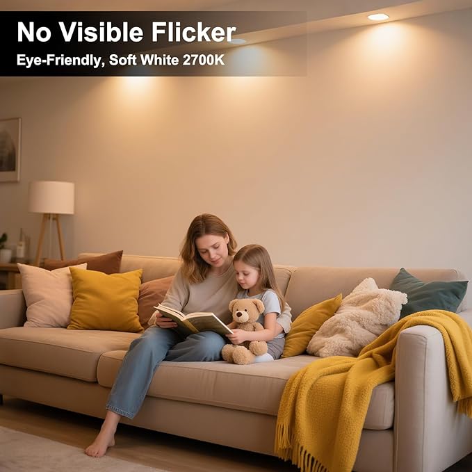 VOLIVO LED Flood Light Bulb 12 Pack, Recessed Ceiling Bulb, BR30, 65W Equivalent Efficient 9W, Dimmable, E26 Base, Soft White 2700K, 800 Lumens, 80CRI, Ceiling Light for Kitchen, Living Room