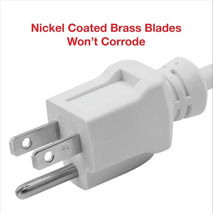 Clear Power 12 ft Indoor/Outdoor Extension Cord 16/3 SJTW, White, Water & Weather Resistant, Flame Retardant, 3 Prong Grounded Plug, CP10205