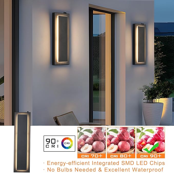 tewei LED Outdoor Wall Sconce Dusk to Dawn Outdoor Lighting, Modern Exterior Lighting Fixtures Matte Black LED Outdoor Wall Lights for House Front Porch, Warm White 3000K, 1 Pack