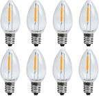 KGC 8 Pack LED Night Light Bulbs, C7 Shatterproof Replacement Led Light Bulb for String Light, E12 Base Salt Lamp Bulbs, 0.6W Equivalent to 7W, Warm White 2200K, 50LM.