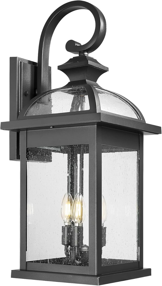 Darkaway Outdoor Lights Fixtures Wall Mount, Extra Large 26inch Outdoor Wall Sconce Lights with Seeded Glass Waterproof Outside Exterior Lights Fixture for House Front Porch Patio Garage E12 Bulb Base