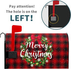 Kawani Merry Christmas Mailbox Covers Magnetic Standard Size 25.5x21 Inch Winter Christmas Wreath Red Black Buffalo Plaid Mailbox Cover Xmas Holiday Wraps Post Box Cover for Garden Yard Decor