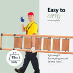 WOA WOA 6 Step Ladder, Folding Ladder with Handrails for High Ceilings, Indoor Tall Ladders with Wide Pedals, Lightweight Aluminum Stepladder for Home 300lbs - Wood Grain