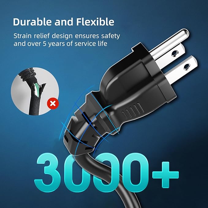 50 FT Outdoor Extension Cord Waterproof, Black, 3-Prong Power Cord, 16 AWG SJTW, 13A 1625W, Grounded, General Purpose Long Extension Cord for Lawn & Garden, ETL Listed