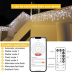 Christmas String Lights Outdoor - 99Ft/30M 1280 LED 8 Modes with Remote Control and App Waterproof Christmas Lights for Patio Yard Garden Wedding Party-White