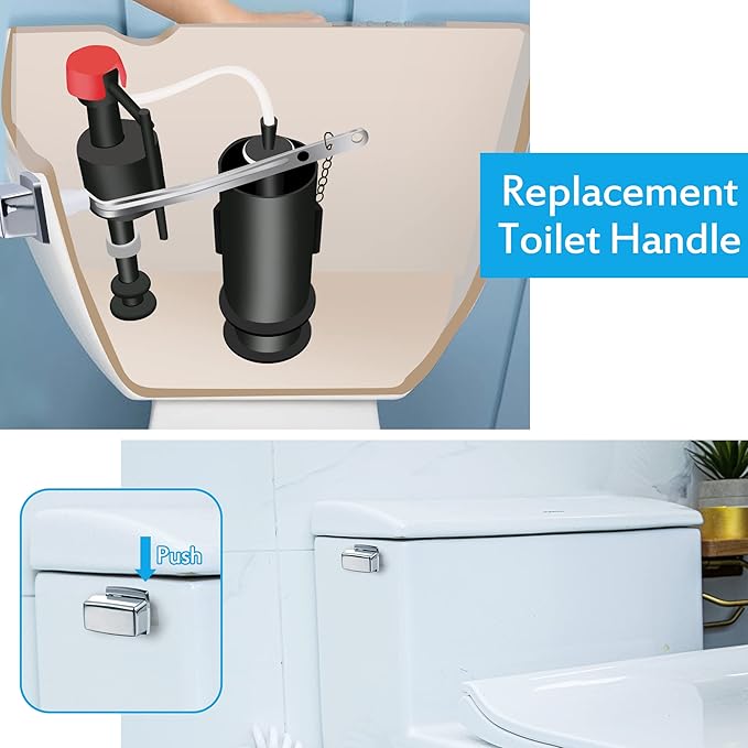 Meonum 2 Pack Toilet Flush Handle Replacement Kit, Toilet Trip Levers Side Mount Compatible with Kohler K-3722-0 Toilets/Kohler 85114-CP Trip Lever Kit, Polished Chrome