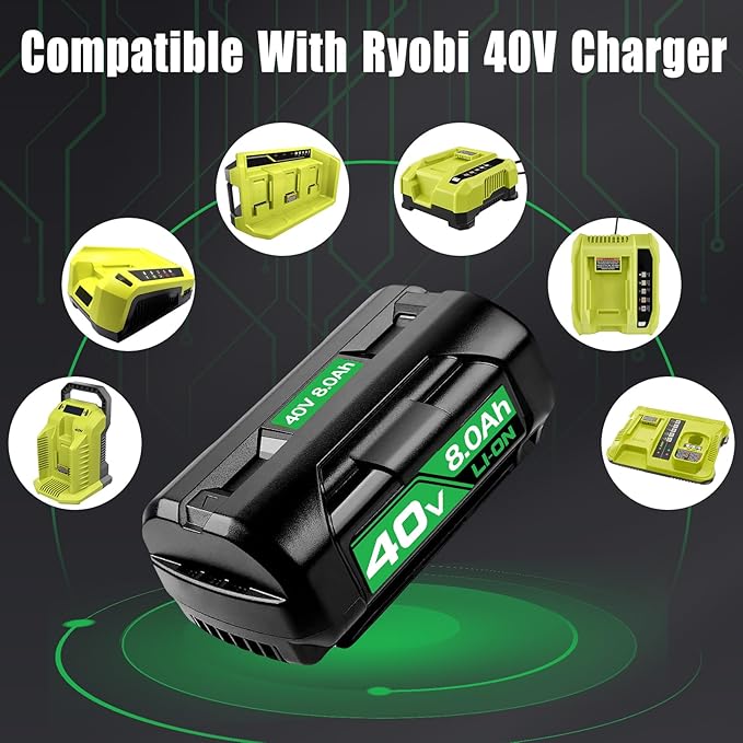 8000mAh Replacement Battery for Ryobi 40V Battery OP4015 OP4050A OP4040 OP4050 OP40201 Compatible with Ryobi 40V Cordless Power Tools (4pack)