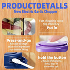 Electric Garlic Chopper, 2025 New Mini Portable Veggie Chopper, Garlic Grinder Masher Rechargeable, Wireless Food Processor for Ginger, Chili, Fruit, Meat (Purple, 250ML)