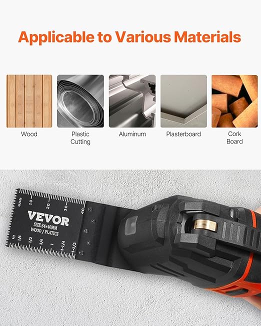 VEVOR 30-Piece Oscillating Saw Blades, Quick Release Multi Tool Blades Kits, 8 Types Oscillating Multitool Blade for Wood Plastic Metal, Compatible with Dewalt Ryobi Milwaukee Hitachi Chicago Fein