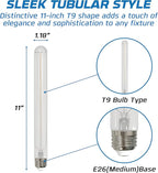OHLECTRIC T9 LED Tubular Bulbs (4-Pack) 5W (40W Equivalent) 11" Clear Tubular Bulb 400 Lumens, 3000K Soft White, E26 Medium Base, Dimmable, Wet Rated, Filament Style, Replacement for Bulbrite 776946
