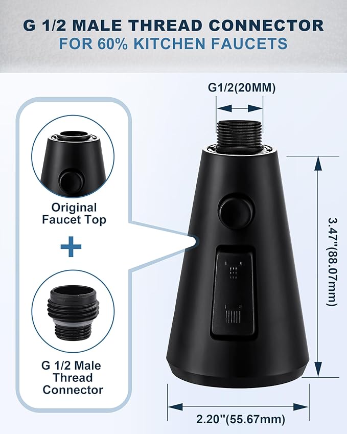 ALEASHA Pull Down Kitchen Faucet Head Replacement,3-Function Sink Spray Nozzle with 9 Adapters,Compatible with Moen,American Standard,Delta,Kohler Faucets,Matte Black