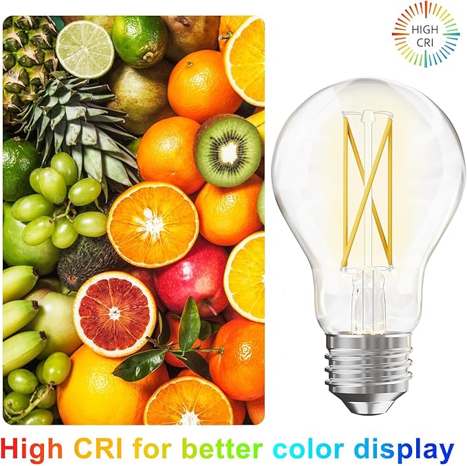 TJOY 6 Pack A19 Vintage LED Edison Bulbs, Dimmable Light Bulb 60W Equivalent, High Brightness 2700K Warm White, 8W E26 Standard Base, 800Lumens, CRI80+, Clear Glass Filament Bulb for Home, Farmhouse