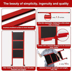 3 Step Ladder,Aluminum Ultra Thin Folding Step Stool,400 Lbs Capacity Heavy Duty with Anti-Slip Sturdy and Wide Tread,Closet Slim Step for Home,Kitchen and Office,Space Saving (Red, 3-Step)