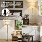Luvkczc 62" Floor Lamp,3-Color Temperature Farmhouse Standing Lamp, Retro Rustic Tall Floor Lamps with Rotary Switch, Resin Standing Lamp for for Living Room,Bedroom,House, Office(Grayish Brown)