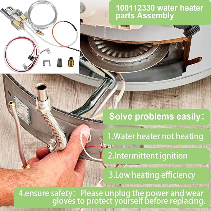 100112330 Water Heater Parts Assembly-Upgrade Replacement for 9007876 9007877 Thermopile | Compatible with Whirlpool 300 & 301 Series,A.O.Smith, American,State,Kenmore,Reliance Gas Water Heaters